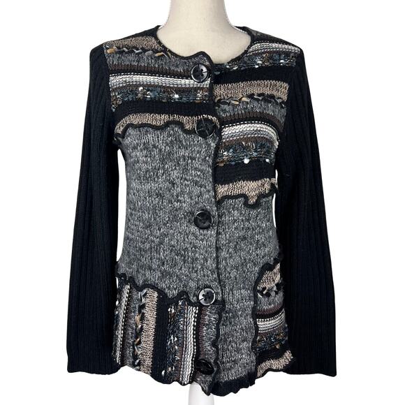 Coldwater Creek Sweaters - Coldwater Creek Boho Patchwork Cardigan Sweater Artsy Cottagecore Eclectic M